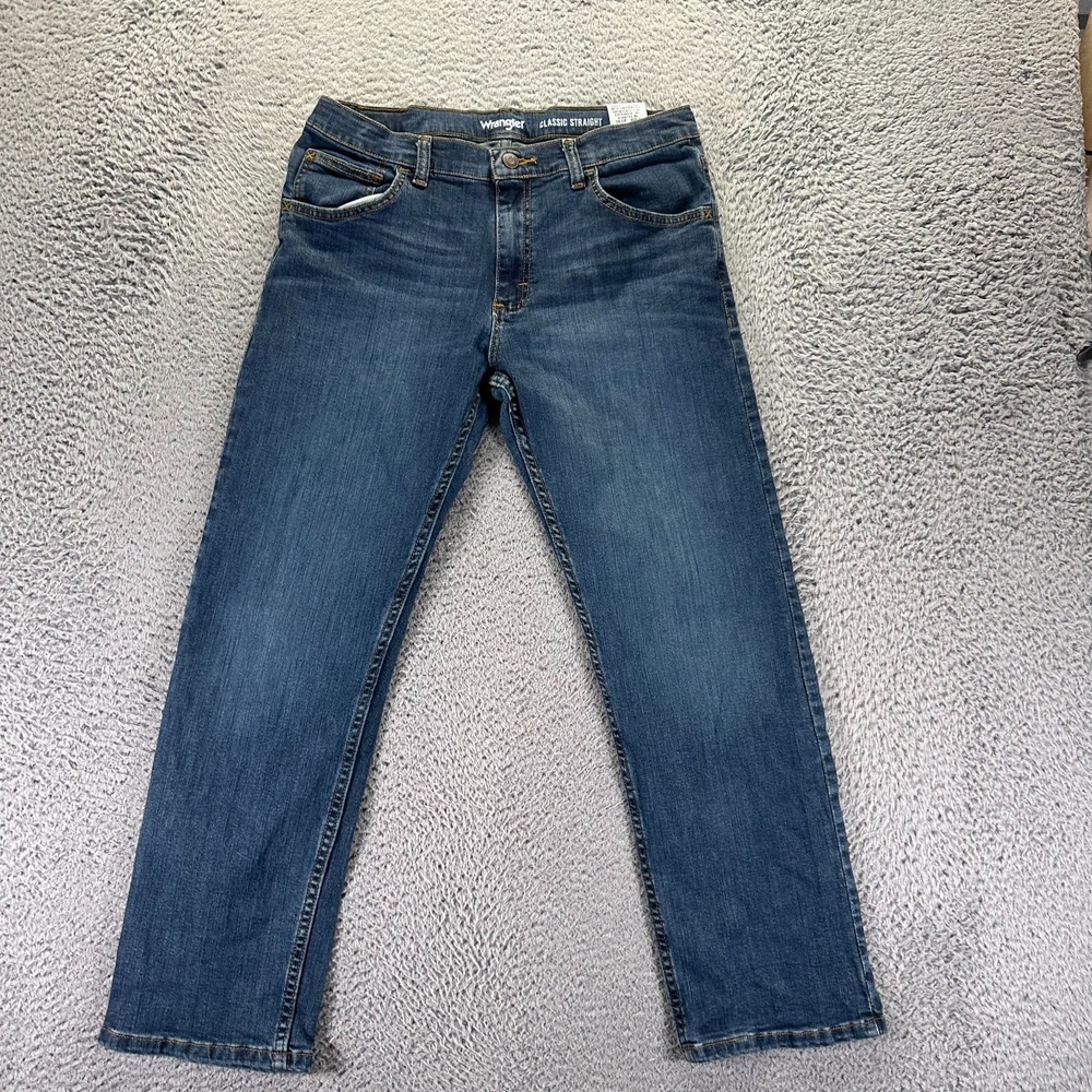 Wrangler Jeans Women 16 Blue Cotton Denim‎ Workwear Straight Slim Travel Stretch